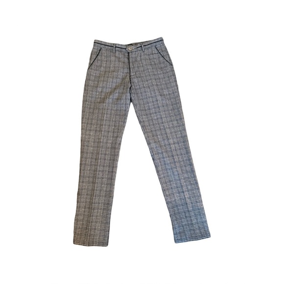 Smash Plaid Wool Blend Tailored Trousers Gray Check Men’s Size 32 Slim Fit Pants - Picture 1 of 8